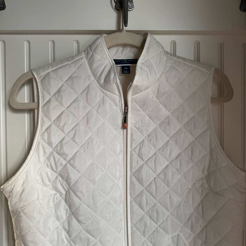 Karen Scott Sport White Quilted Coastal Grandma Vest Scandi Girl Cabincore - Picture 3 of 5